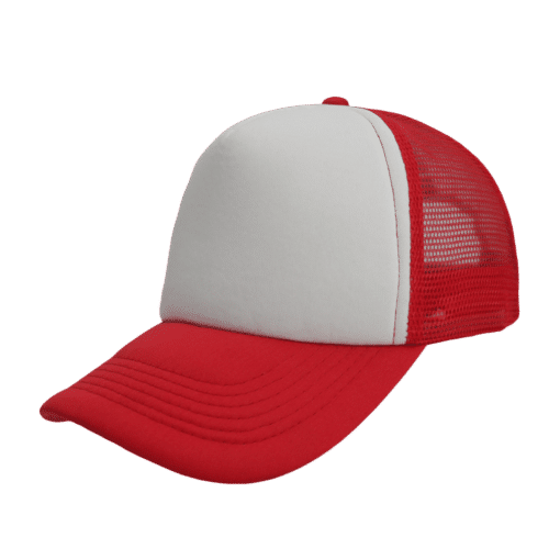 Headwear24 Foam Trucker Curved Peak White / Red Mesh