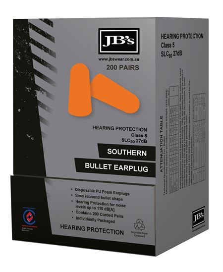 JB's SOUTHERN BULLET EARPLUG (200 PAIR)