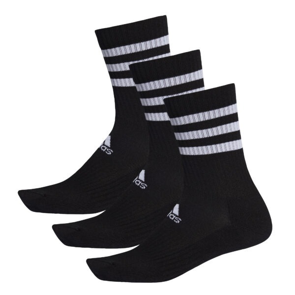 3-Stripes Cushioned Crew Socks 3 Pairs - Black