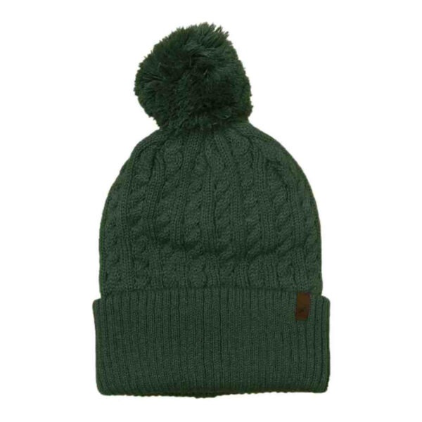 Cable Cuff Pom Pom Beanie - Sage