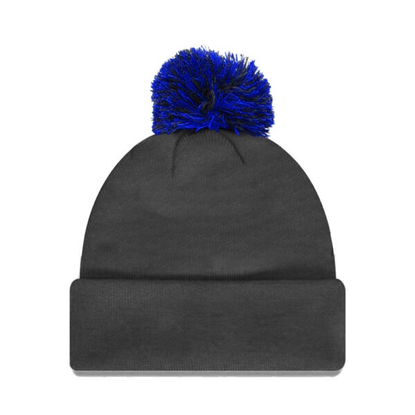 Retro Pom Pom Beanie - Charcoal/Navy