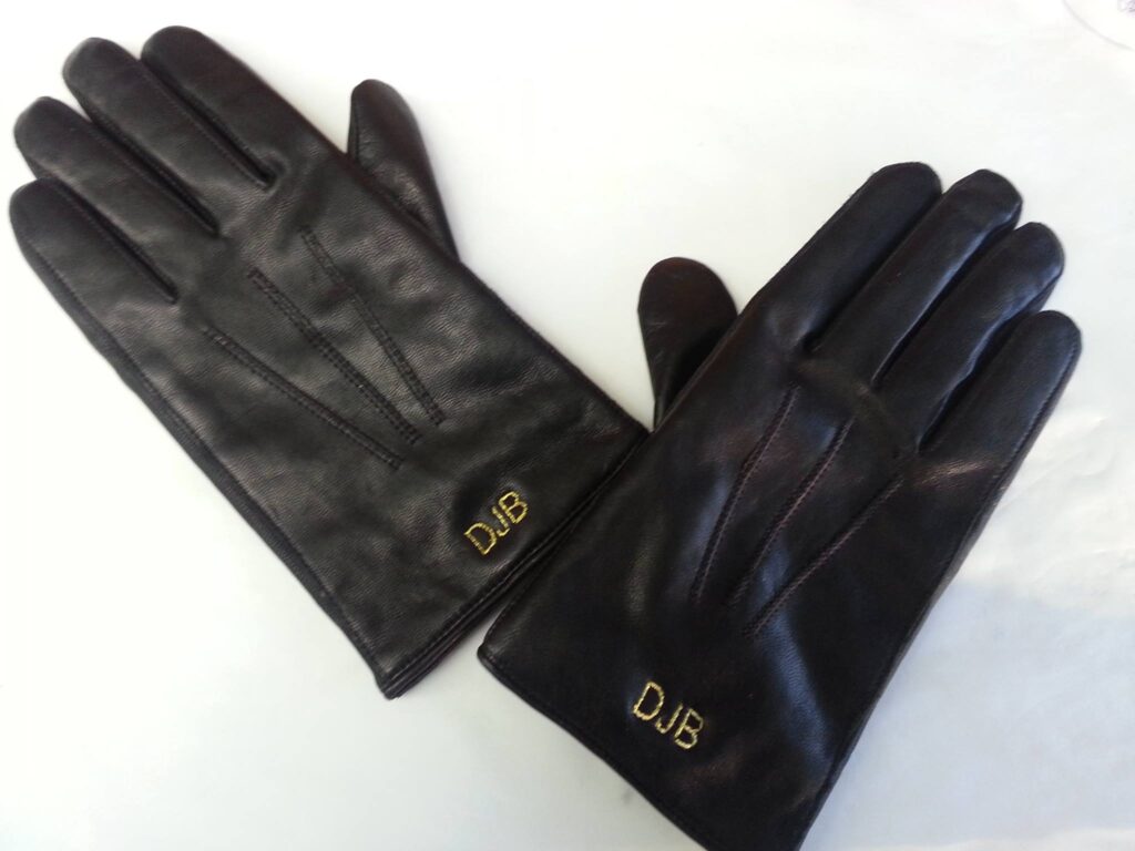 personalised embroidered leather gloves