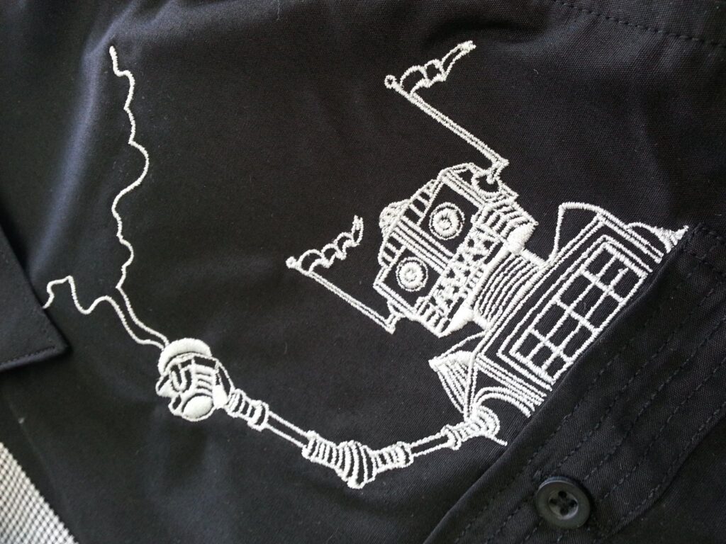 custom embroidery of robot cartoon