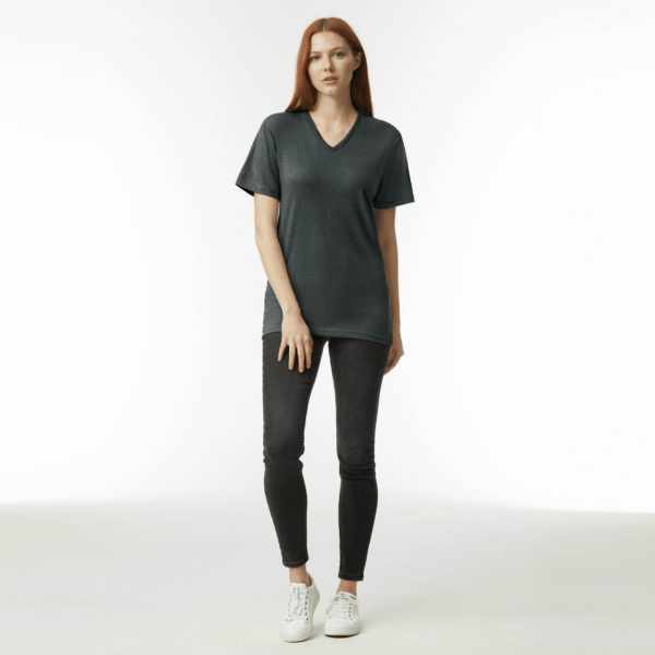 American Apparel CVC Unisex V-neck T-shirt Charcoal Heather