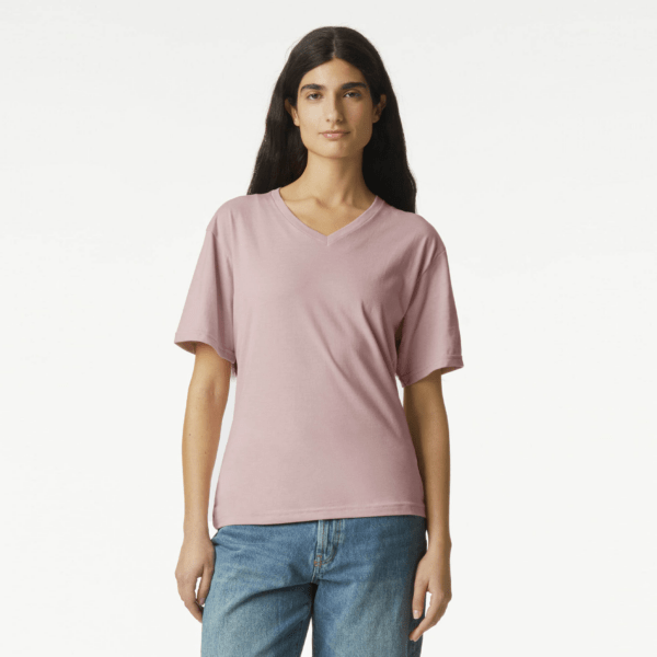 American Apparel CVC Unisex V-neck T-shirt Heather Blush