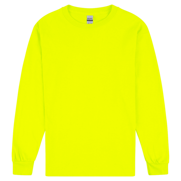 Gildan Ultra Cotton Adult Long Sleeve T-Shirt Safety Green