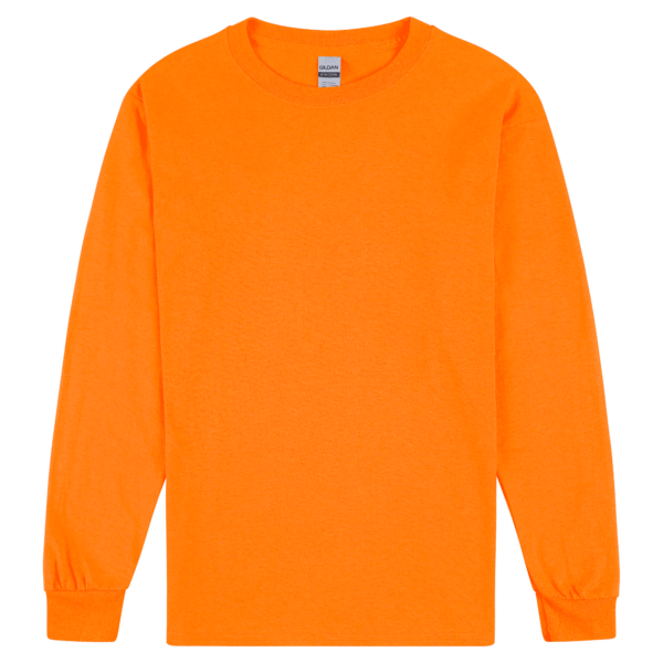 Gildan Ultra Cotton Adult Long Sleeve T-Shirt Safety Orange