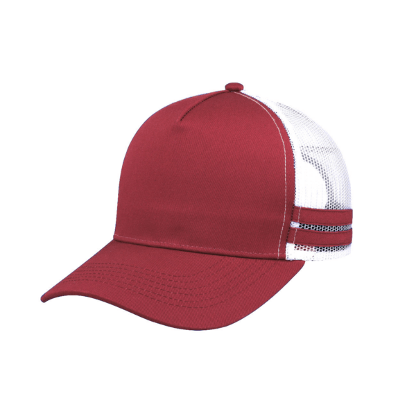 Headwear24 Striped Trucker Cap Maroon / White Mesh /Maroon Stripes