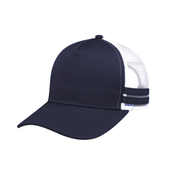 Headwear24 Striped Trucker Cap Navy / White Mesh / Navy Stripes