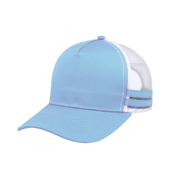 Headwear24 Striped Trucker Cap Sky / White Mesh / Sky Stripes