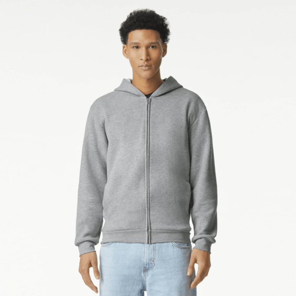 American Apparel Reflex Fleece Unisex Full Zip Hoo Heather Grey