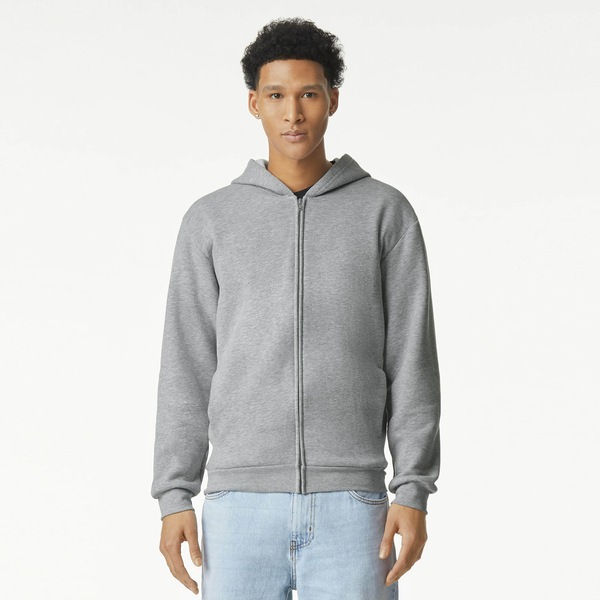 American Apparel Reflex Fleece Unisex Full Zip Hoo Heather Grey