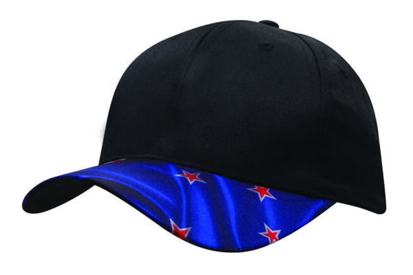 Breathable Poly Twill NZ Flag Peak Cap